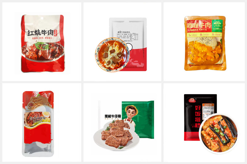 RL-GD8-200R肉塊加湯汁半人工稱(chēng)重全自動(dòng)包裝機(jī)樣品